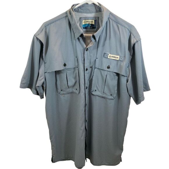 New without Tags Magellan Outdoors Angler Fit Green and White Gingham Shirt Med - Picture 2 of 12